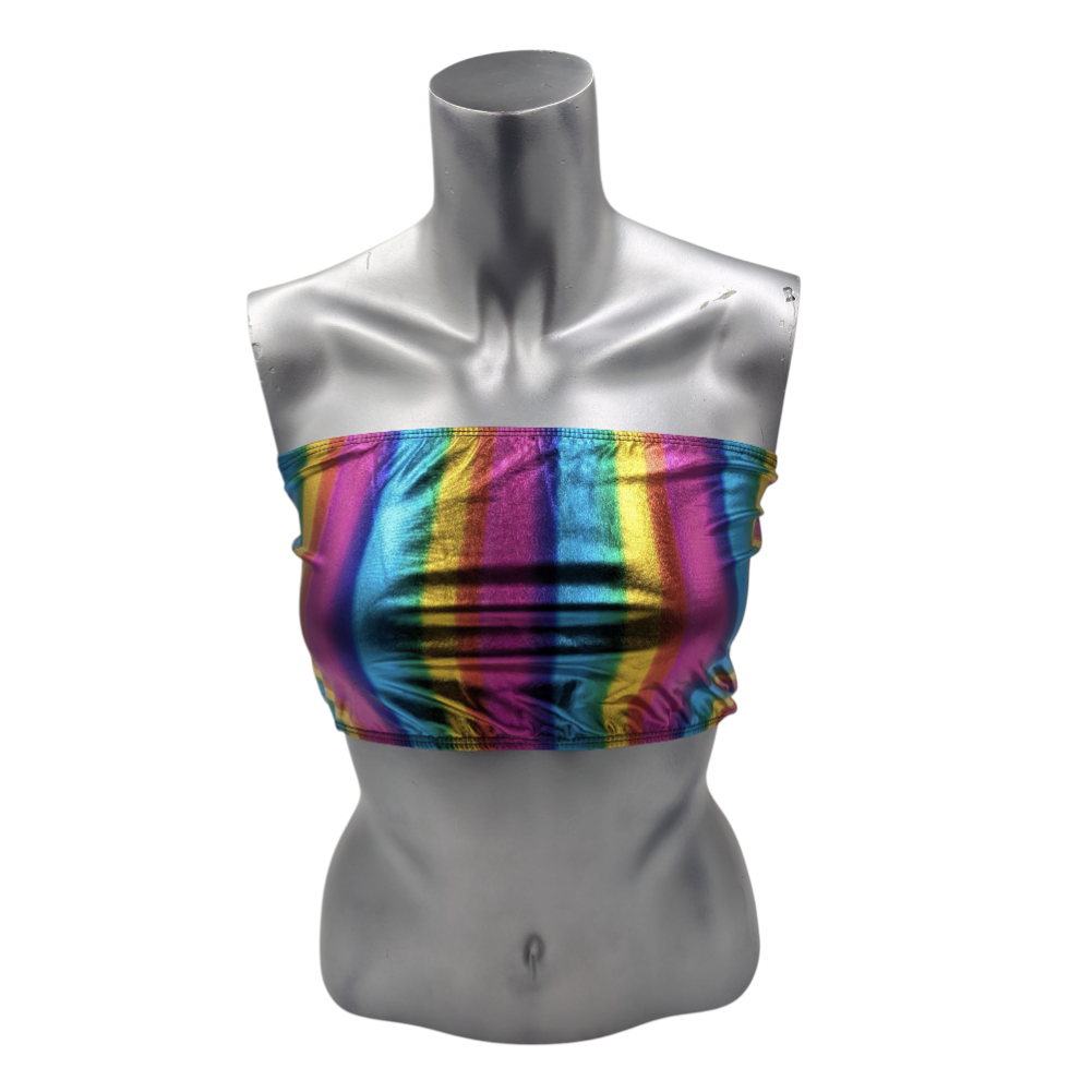 Kinky Glossy Rainbow Strapless Slim Top