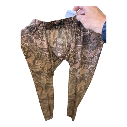 Manstore -  Brown thin Trousers  with Patterns - Size L    NO Shirt !