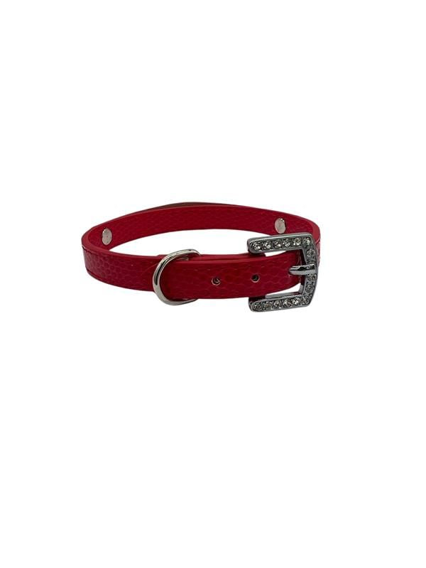 Cat Collar / Small Dog Collar - Red - Dia 8 CM - Length 28 CM - Width 1 CM - Buckle With Luxury Diamond Stone Look