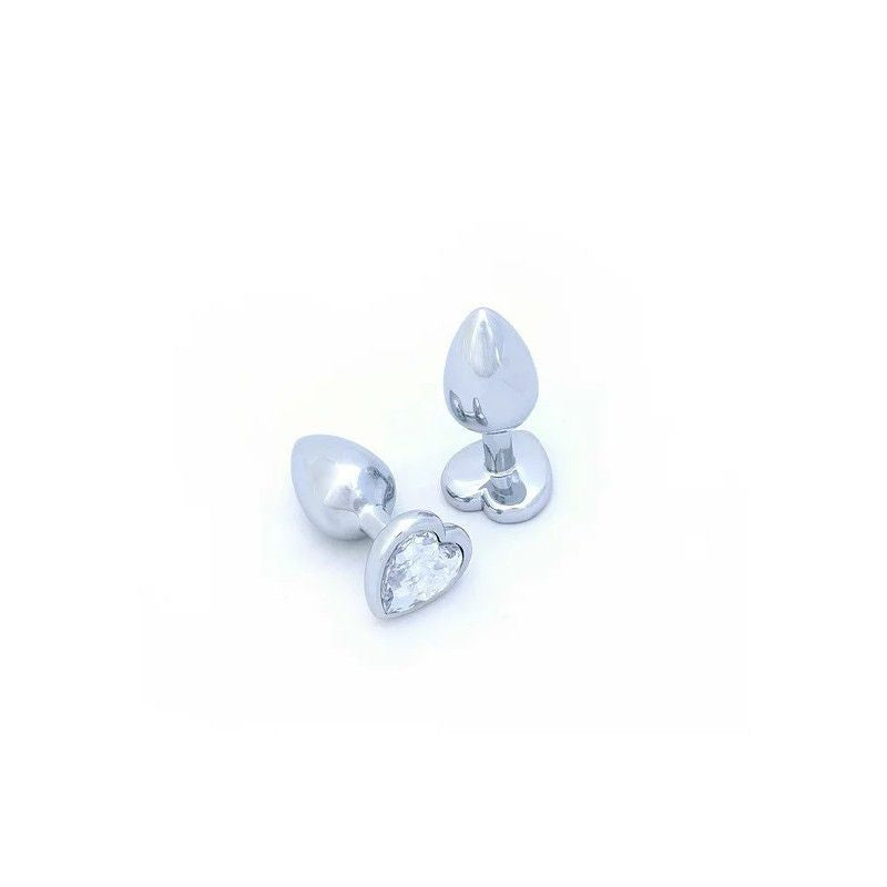 Power Escorts - BR187 - Heart Design Metal Plug Clear Stone Small