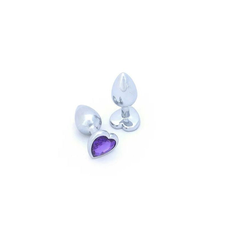 Power Escorts - BR187 - Heart Design Metal Plug Purple Stone Small