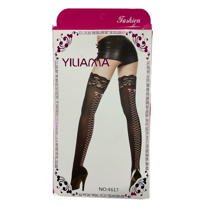 Fashion Classic Stockings black with Pink - One Size