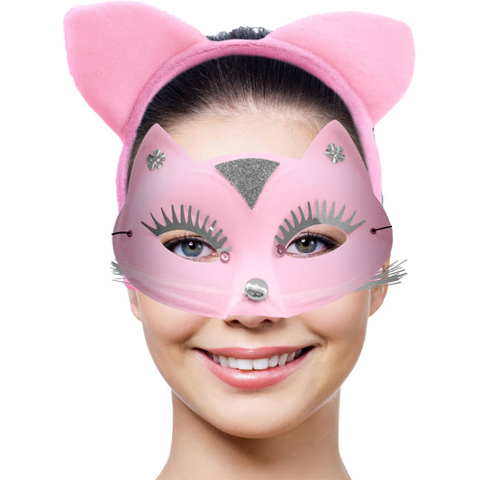 Kinky Pleasure - FT072 - Kitty Set - Mask And Diadeem - Pink - 1 Piece