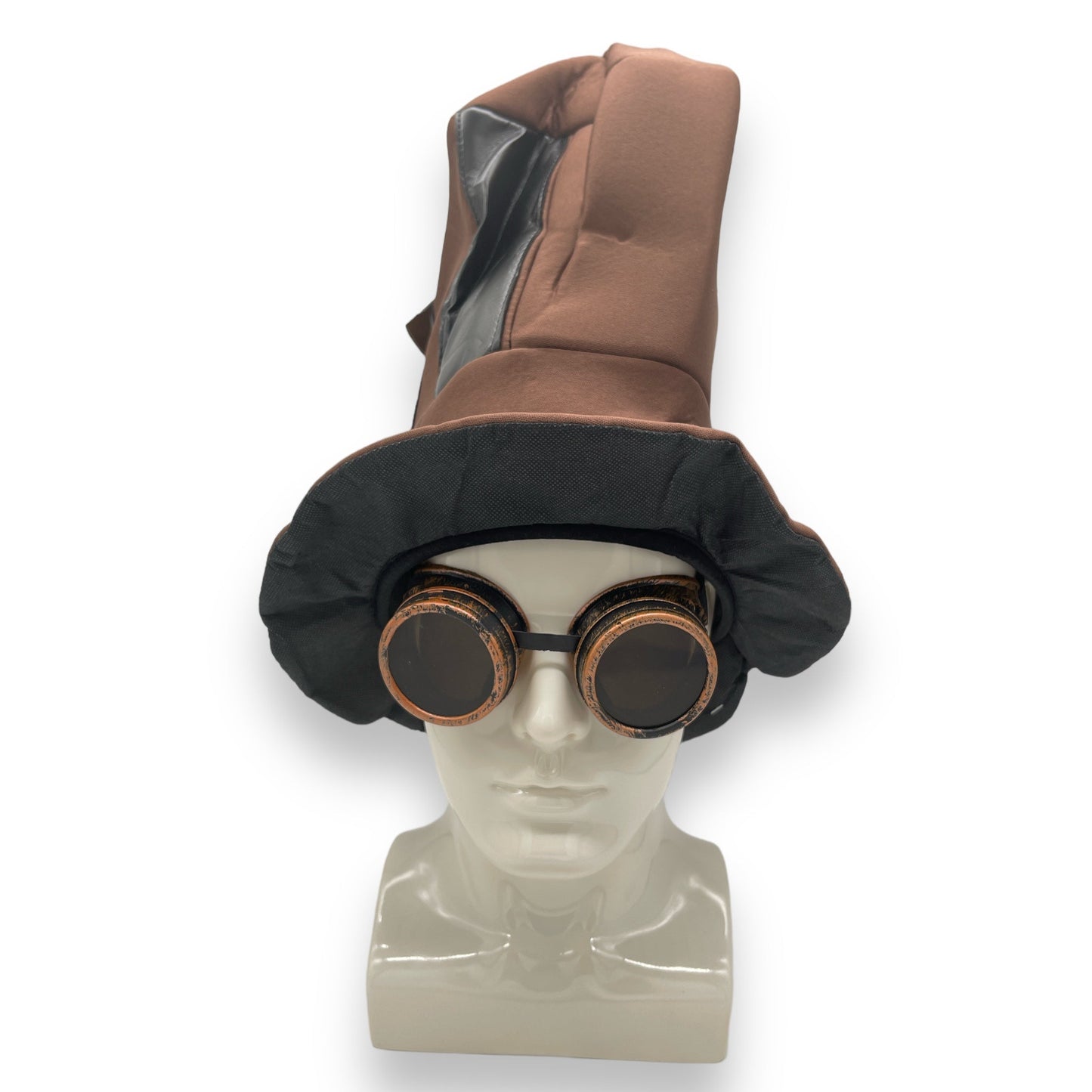 Kinky Pleasure - FT120 - Steampunk Top Hat with Goggles - Brown - 1 Piece