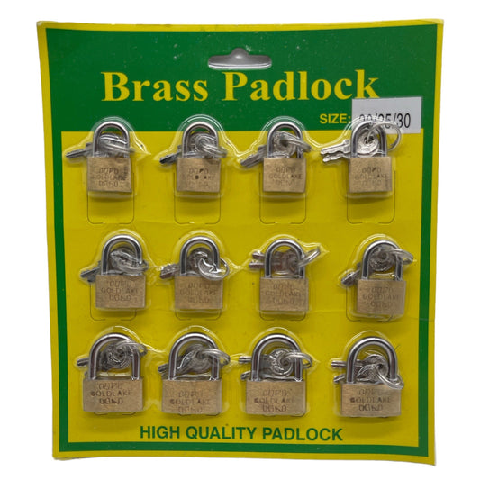Timmy Toys - VD034 - Brass Padlock With Key - 12 Pieces - 3 Sizes