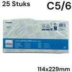 Timmy Toys - VD029 - C5/C6 Envelope - White - 114x229mm - 25 Pack - 1 Piece