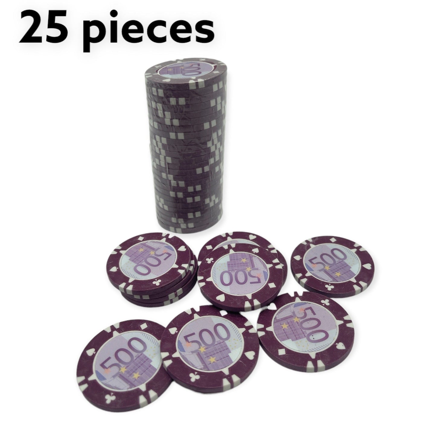 Timmy Toys - Poker Chips - € Money - 25pcs- 6 Models - 1 Piece