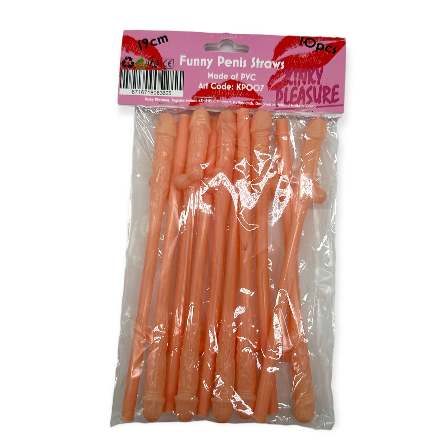 Kinky Pleasure - KP007 - Penis Straws 10pcs - 7 Colours - 1 Piece